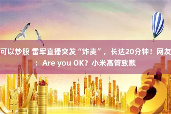 可以炒股 雷军直播突发“炸麦”，长达20分钟！网友：Are you OK？小米高管致歉